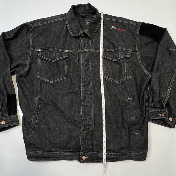 Vintage FUBU Jeans Denim Jacket Men's Size 2XL Black Hip Hop Oversized Retro - Picture 6 of 15